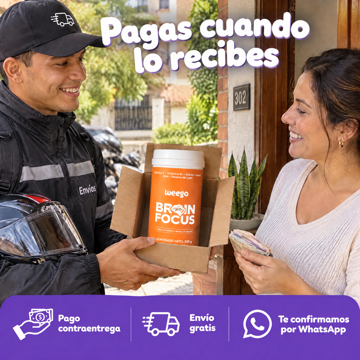 Pago contraentrega, envío gratis y confirmación por WhatsApp